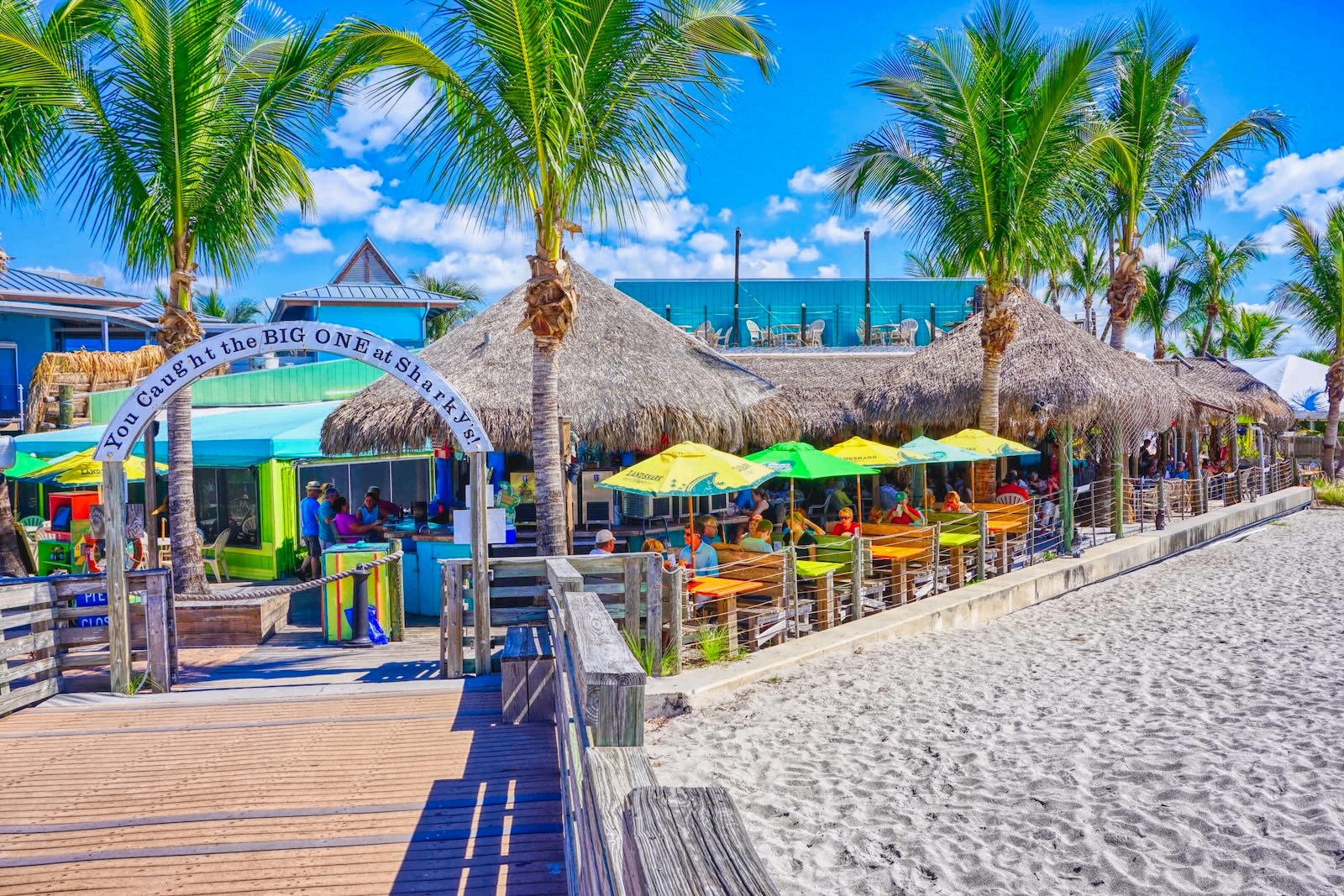 Sharky's on the Pier beachfront restaurant in Venice Florida